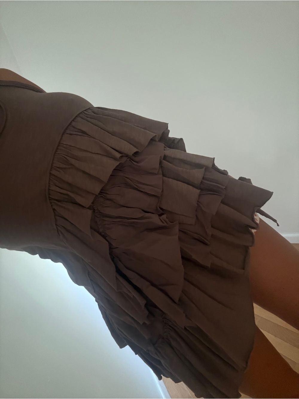 Anthropologie meadow rue Brown ruffle top with layered ruffles #ruffle #layered